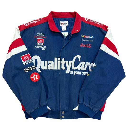 Vintage Y2K Dale Jarrett Ford Quality Care Racing Jacket - Size Large