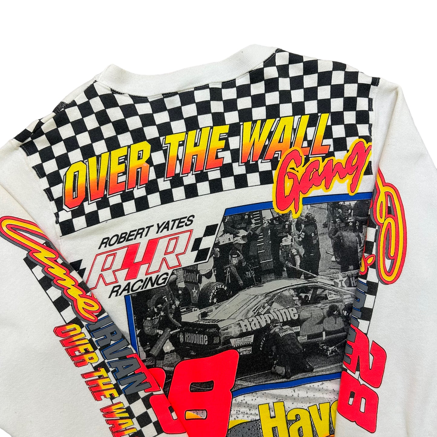 Vintage 1990s Ernie Irvan “Over The Wall Gang” All Over Print Crewneck Sweatshirt - Size Medium (Fits Large)