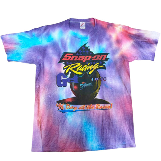 Vintage 1990s Snap-On Racing “Get Into The Zone” Tie-Dye Graphic T-Shirt - Size Large