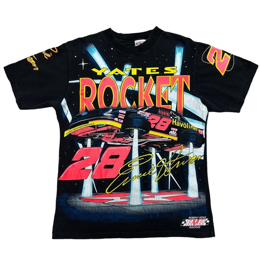Vintage 1990s Ernie Irvan “Yates Rocket” Racing All Over Print Graphic T-Shirt - Size Medium