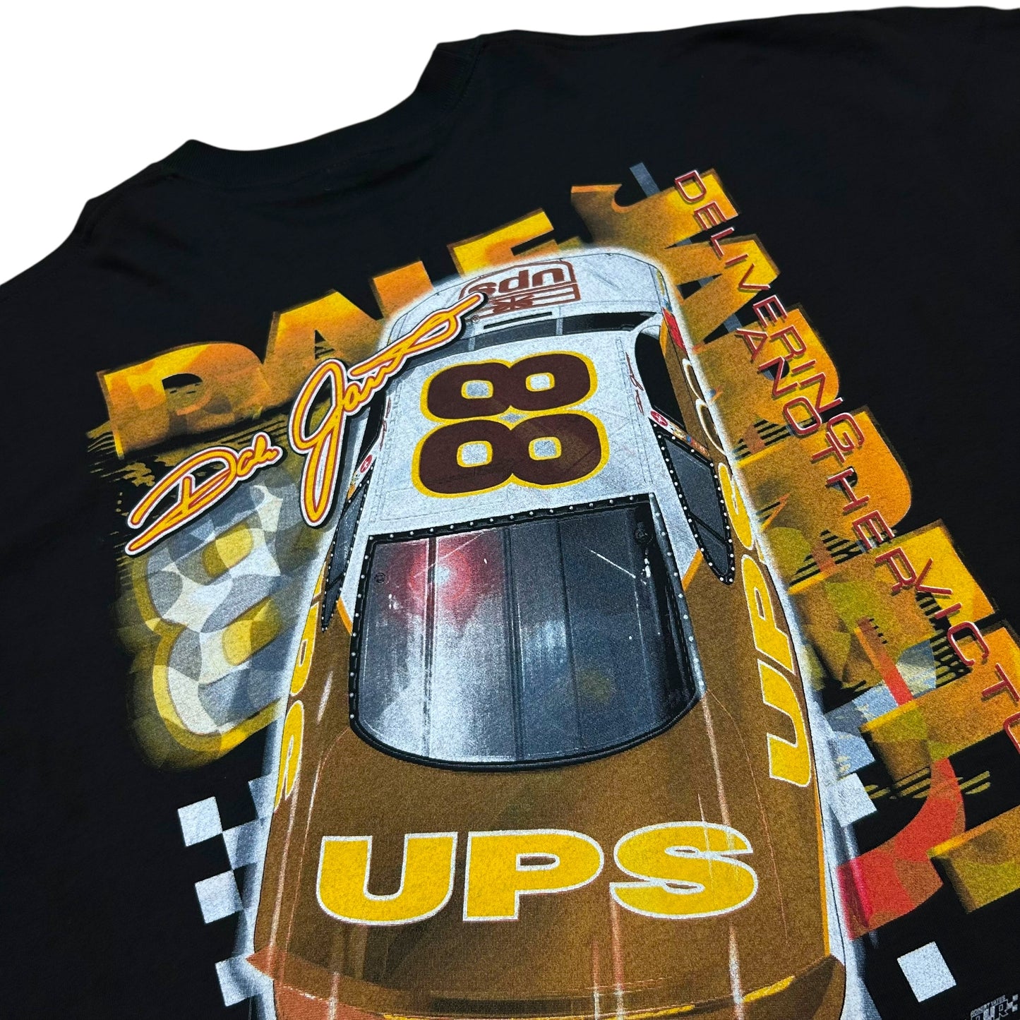 Vintage 1990s Dale Jarrett “Ready To Roll” UPS Racing Black Graphic T-Shirt - Size XL