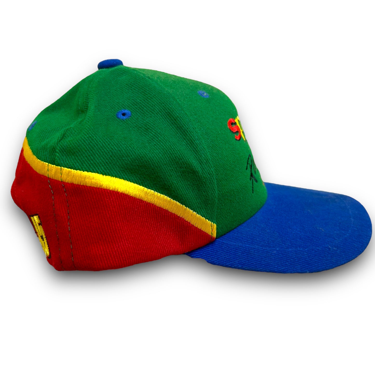 Vintage 1990s Spree Racing Kyle Petty #45 Color Block Velcro Strapback Hat