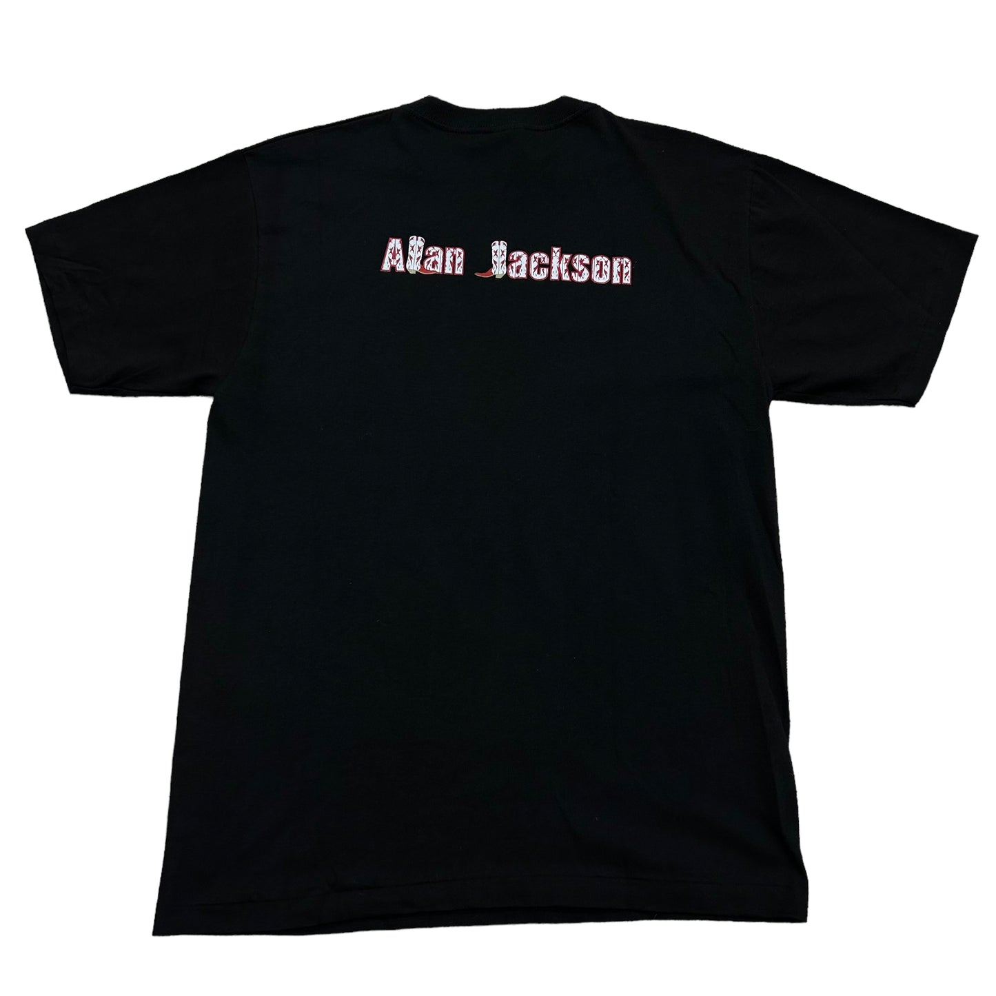 Vintage 1990s Alan Jackson Portrait Black Graphic T-Shirt - Size Large