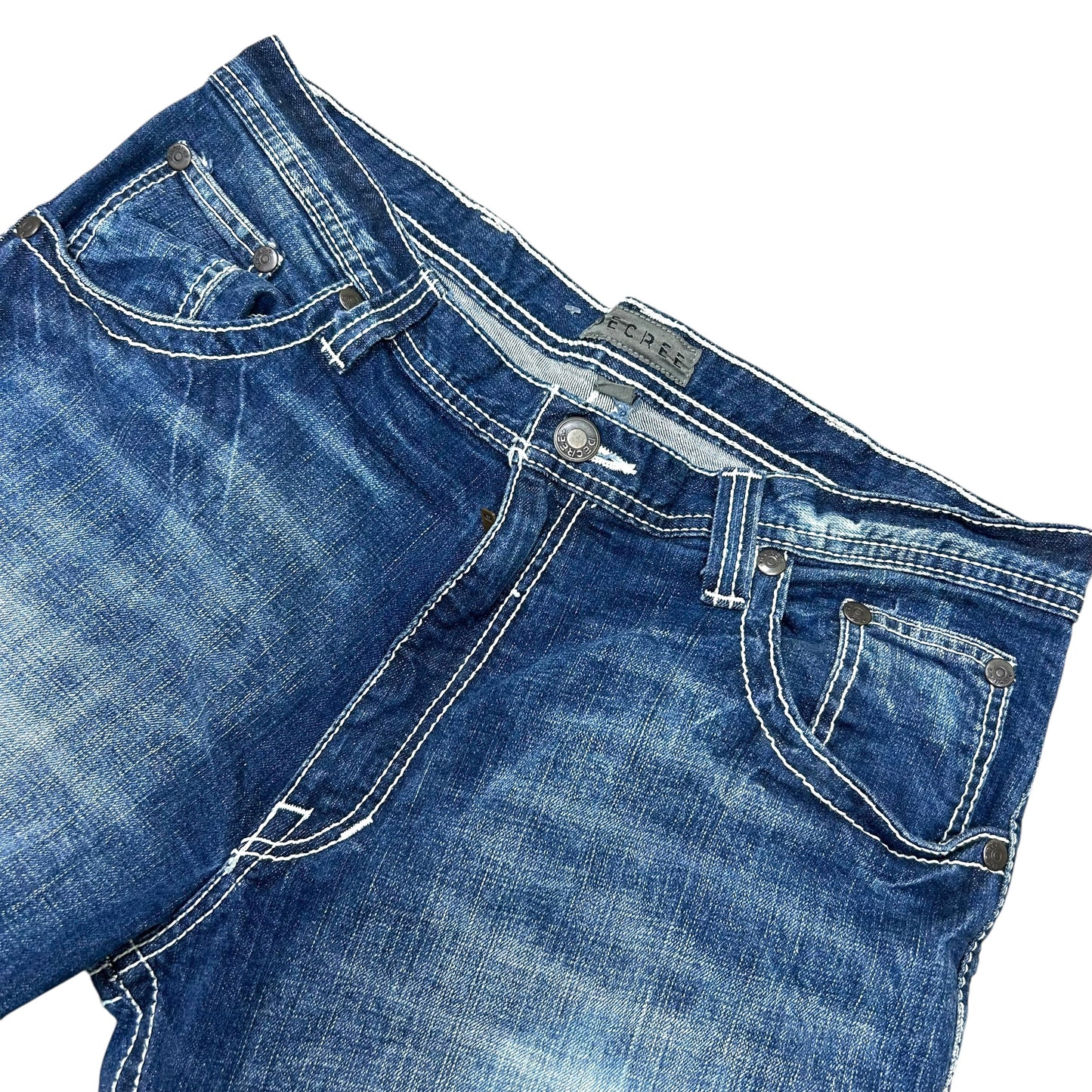 Late 2000s “Decree” Y2K Style Contrast-Stitch Jeans - Size 38” x 32”
