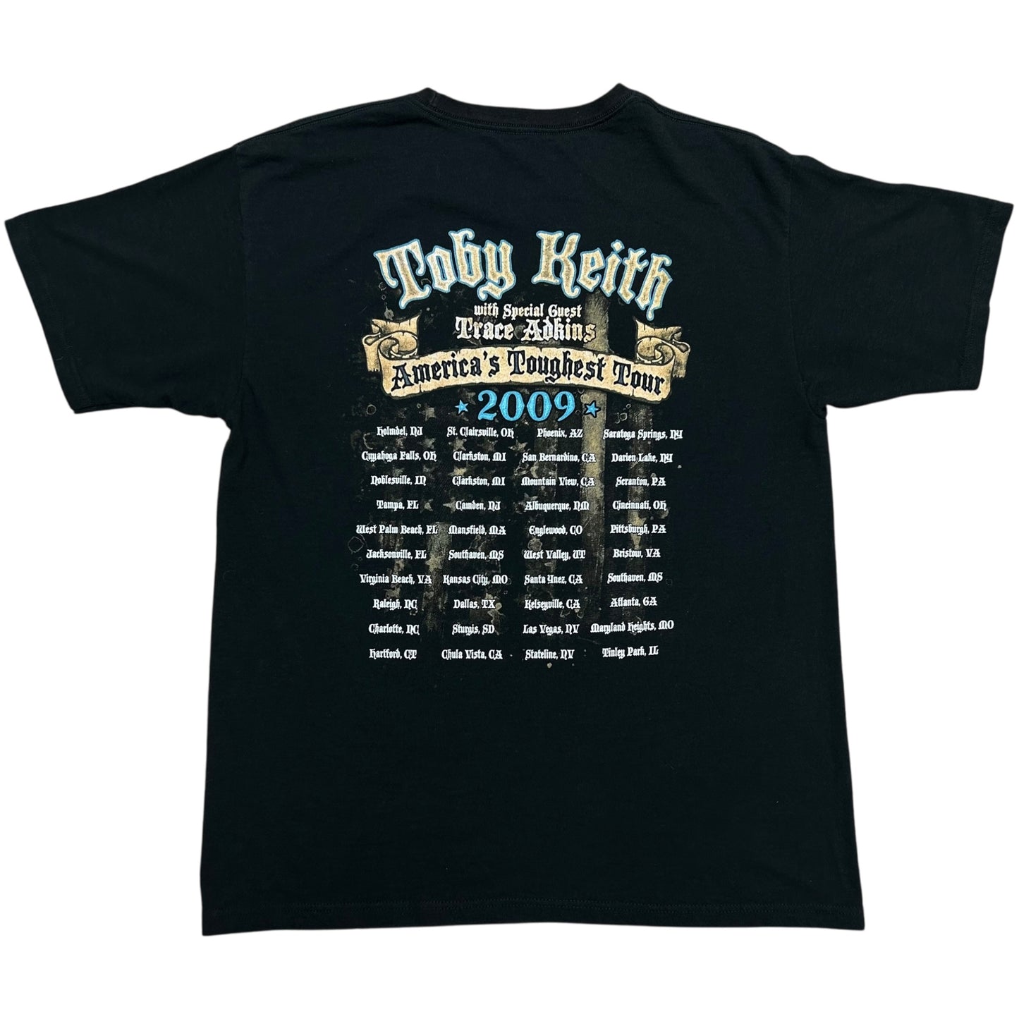 Late 2000s Toby Keith/Trace Adkins “America’s Toughest Tour” Black Graphic T-Shirt - Size Large