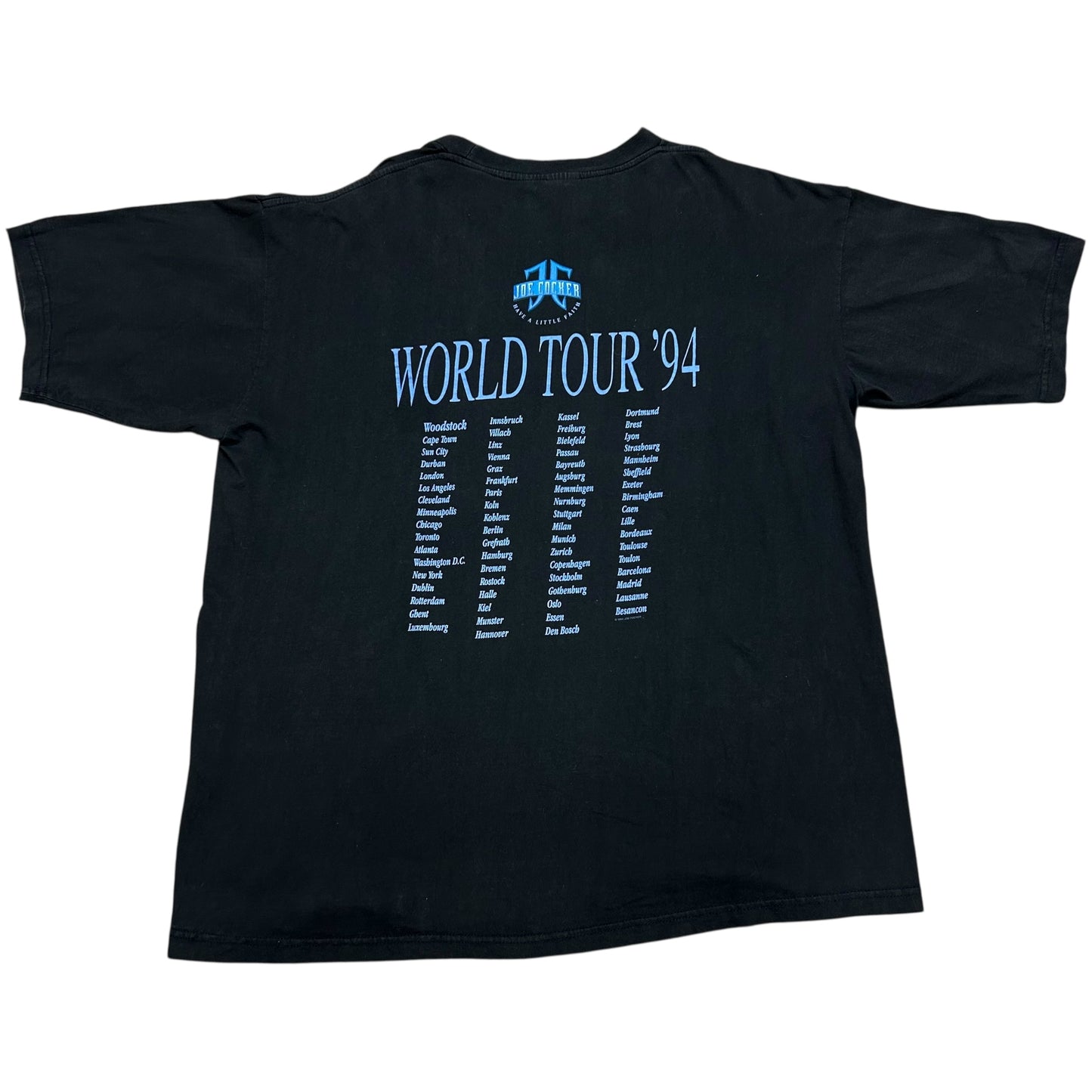 Vintage 1990s Joe Cocker “Have A Little Faith World Tour ‘94” Black Graphic T-Shirt - Size XL (Boxy Fit)