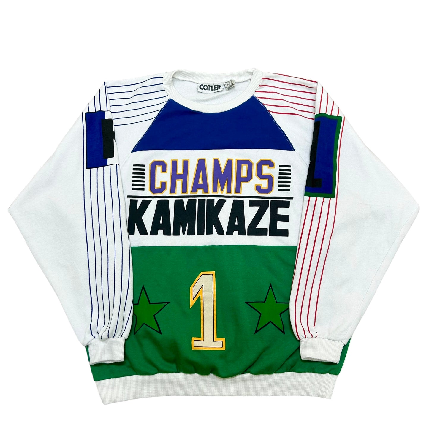Vintage 1980s Cotler “Champs Kamikaze” White Crewneck Sweatshirt- Size Large