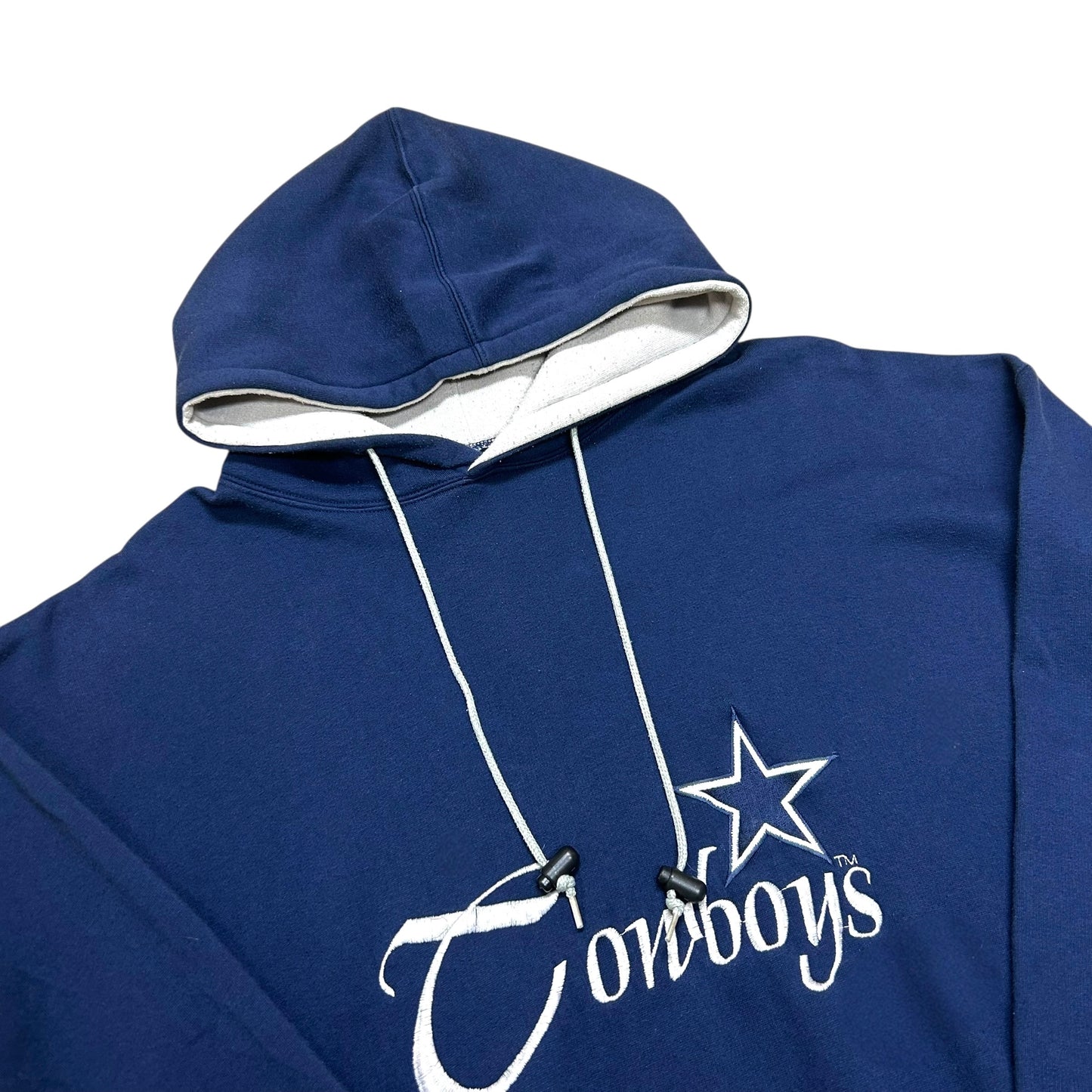 Vintage 1990s The Game Dallas Cowboys Navy Blue Hooded Sweatshirt - Size Large (Fits XL)