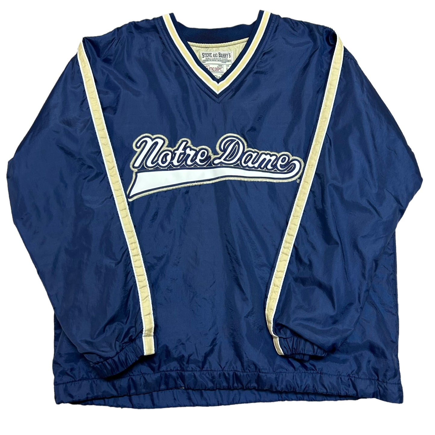 Late 2000s Notre Dame Fighting Irish Navy Blue Lined Pullover Windbreaker - Size Large
