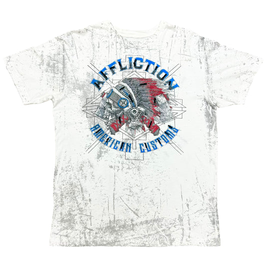 Modern Affliction “American Customs” White Y2K Graphic T-Shirt - Size Large (Fits L/XL)