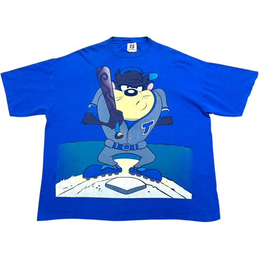 Vintage 1990s Tasmanian Devil Blue All Over Print Graphic T-Shirt - Size XXL (Boxy Fit)