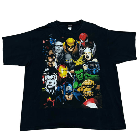 Vintage Y2K Marvel Mad Engine Superheroes Black Graphic T-Shirt - Size XXL (Fits Boxy XL)