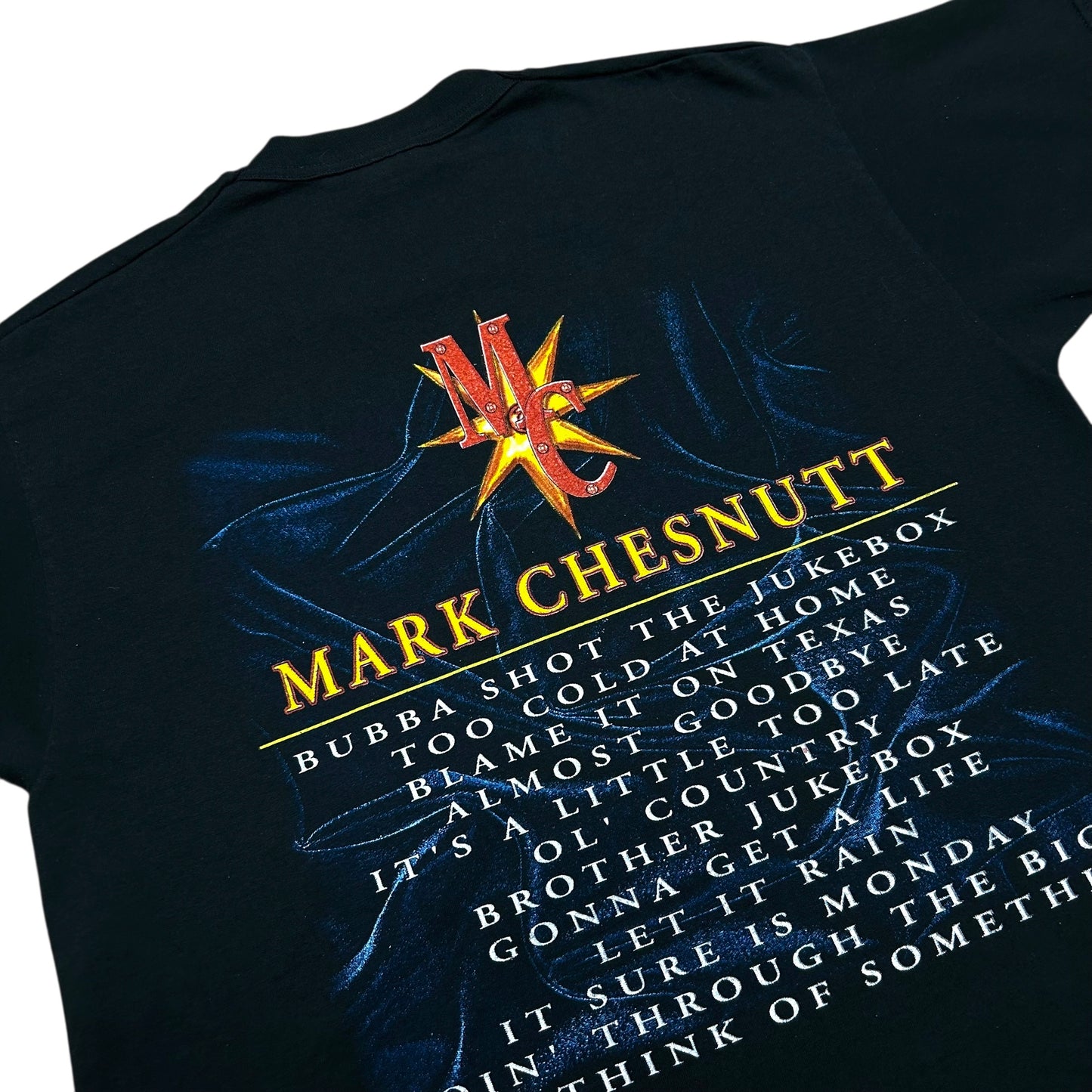 Vintage 1990s Mark Chesnutt Black Country Music Graphic T-Shirt - Size Large