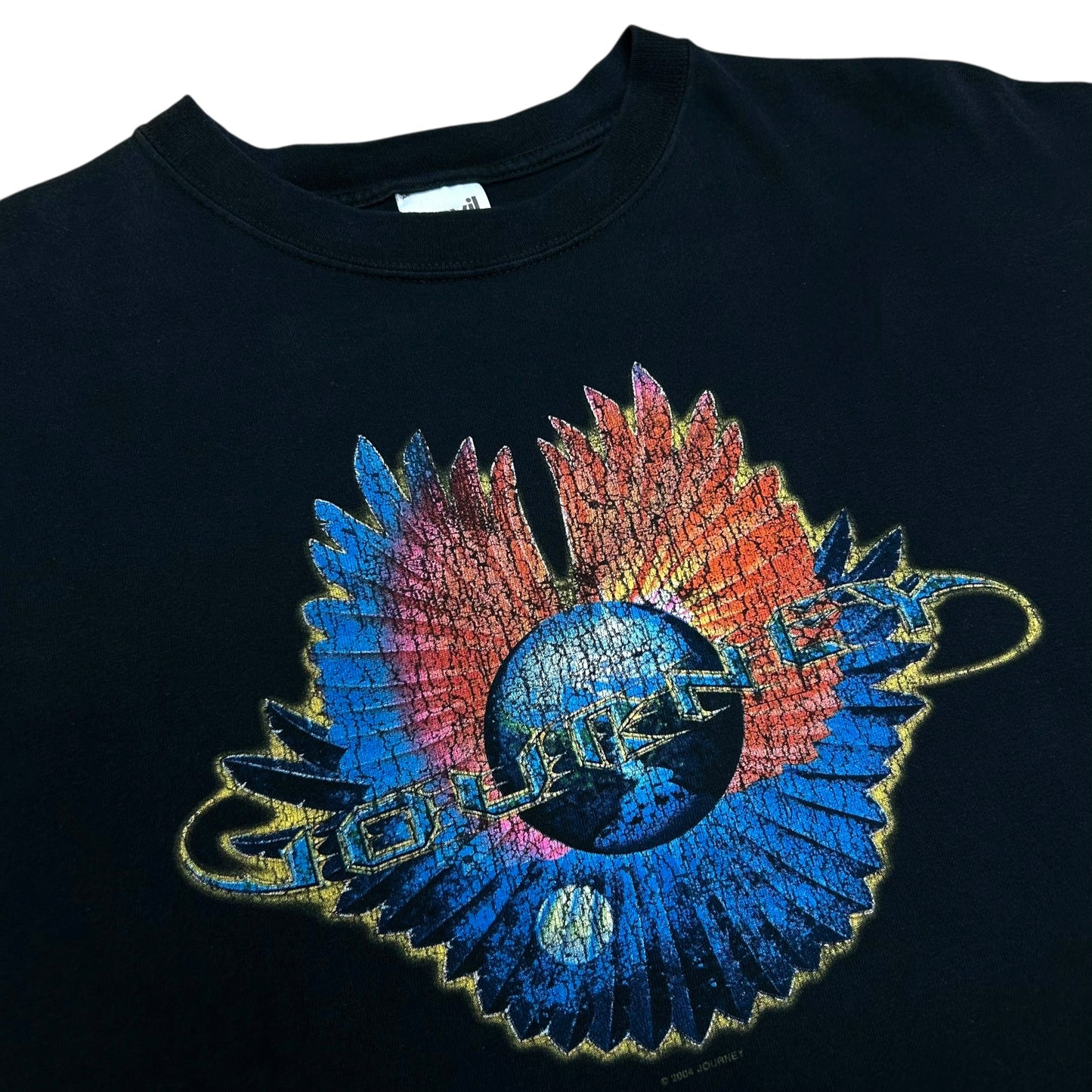 Mid-2000s Journey Band Black Graphic T-Shirt - Size Large (Boxy Fit)
