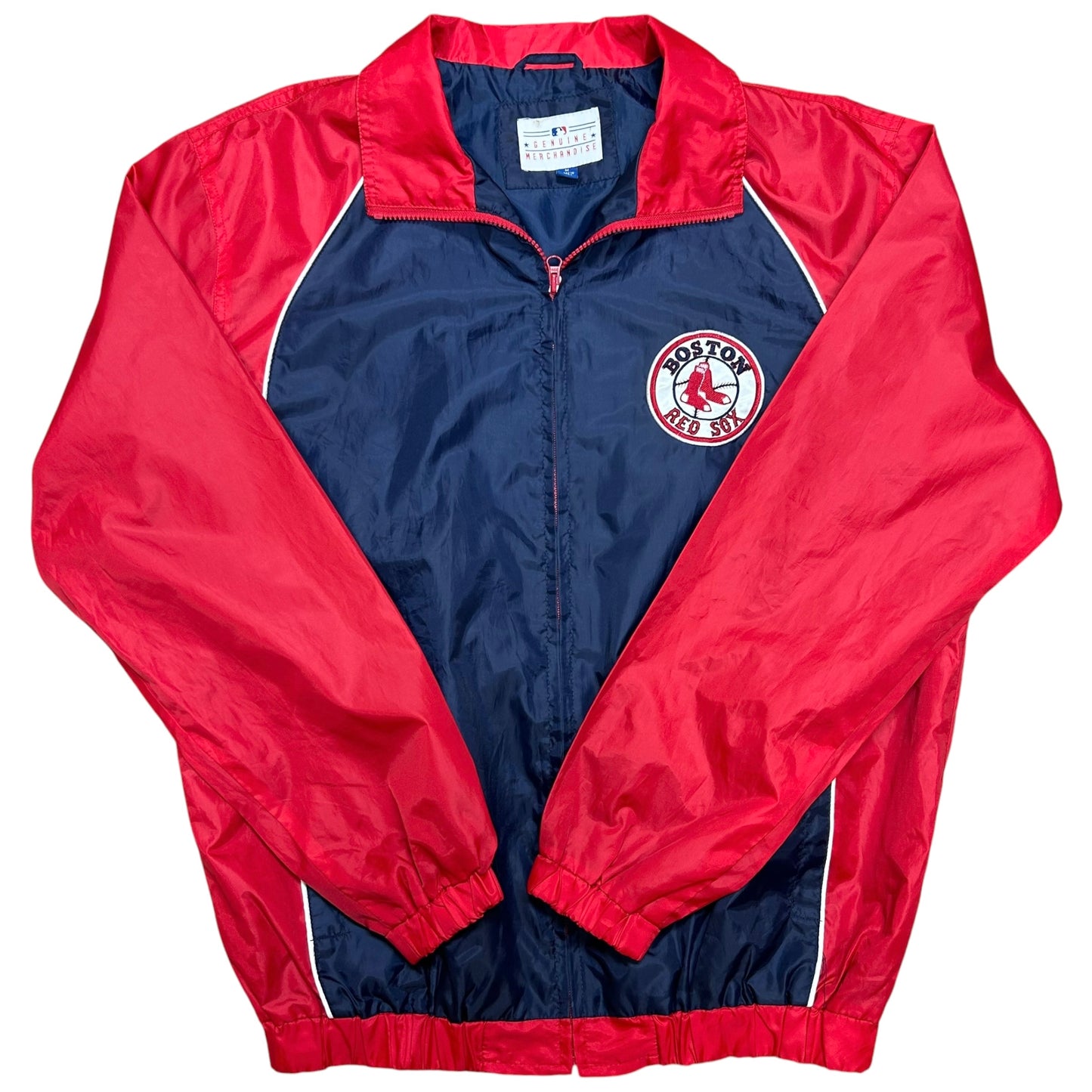 Early 2000s Boston Red Sox Navy Blue/Red Full-Zip Windbreaker Jacket - Size Medium (Fits L/XL)