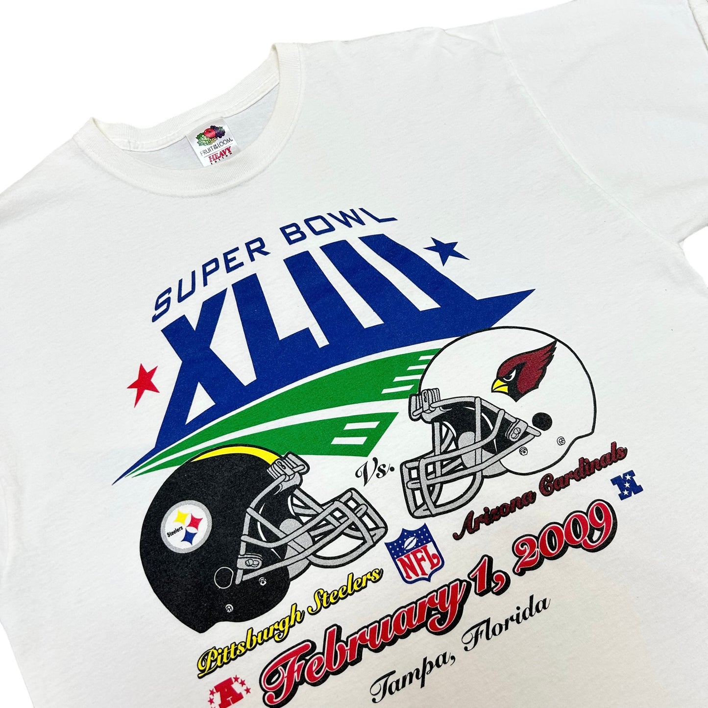 Late 2000s Super Bowl XLIII Pittsburgh Steelers Arizona Cardinals White Graphic T-Shirt - Size XL