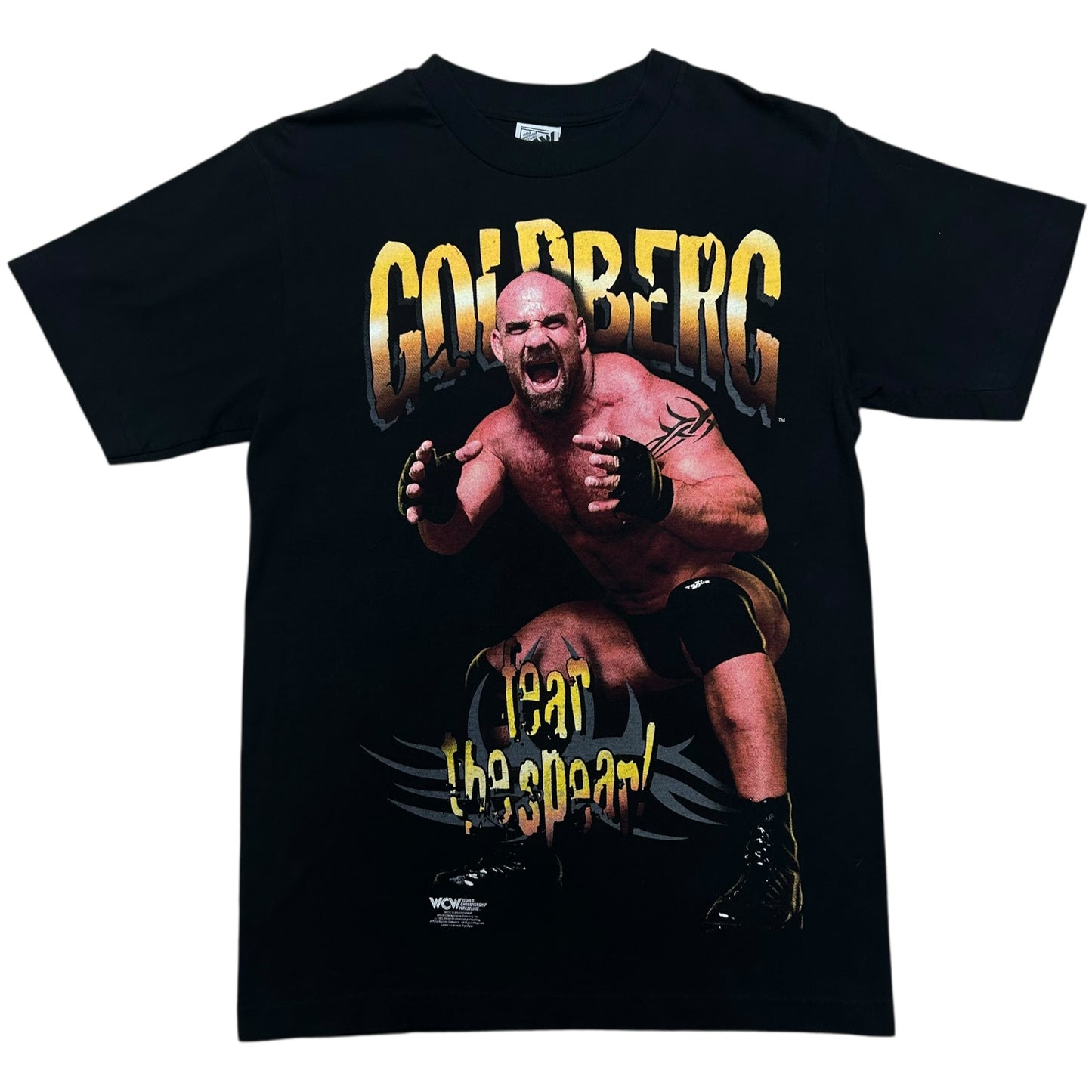 Vintage 1990s WCW Goldberg “Fear The Spear” Black Graphic T-Shirt - Size Large