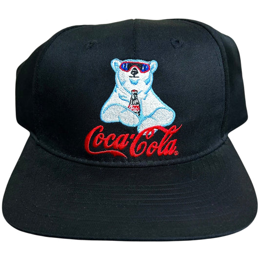 NWT Vintage 1990s Drew Pierson Coca Cola Polar Bear Black Snapback Hat - One Size
