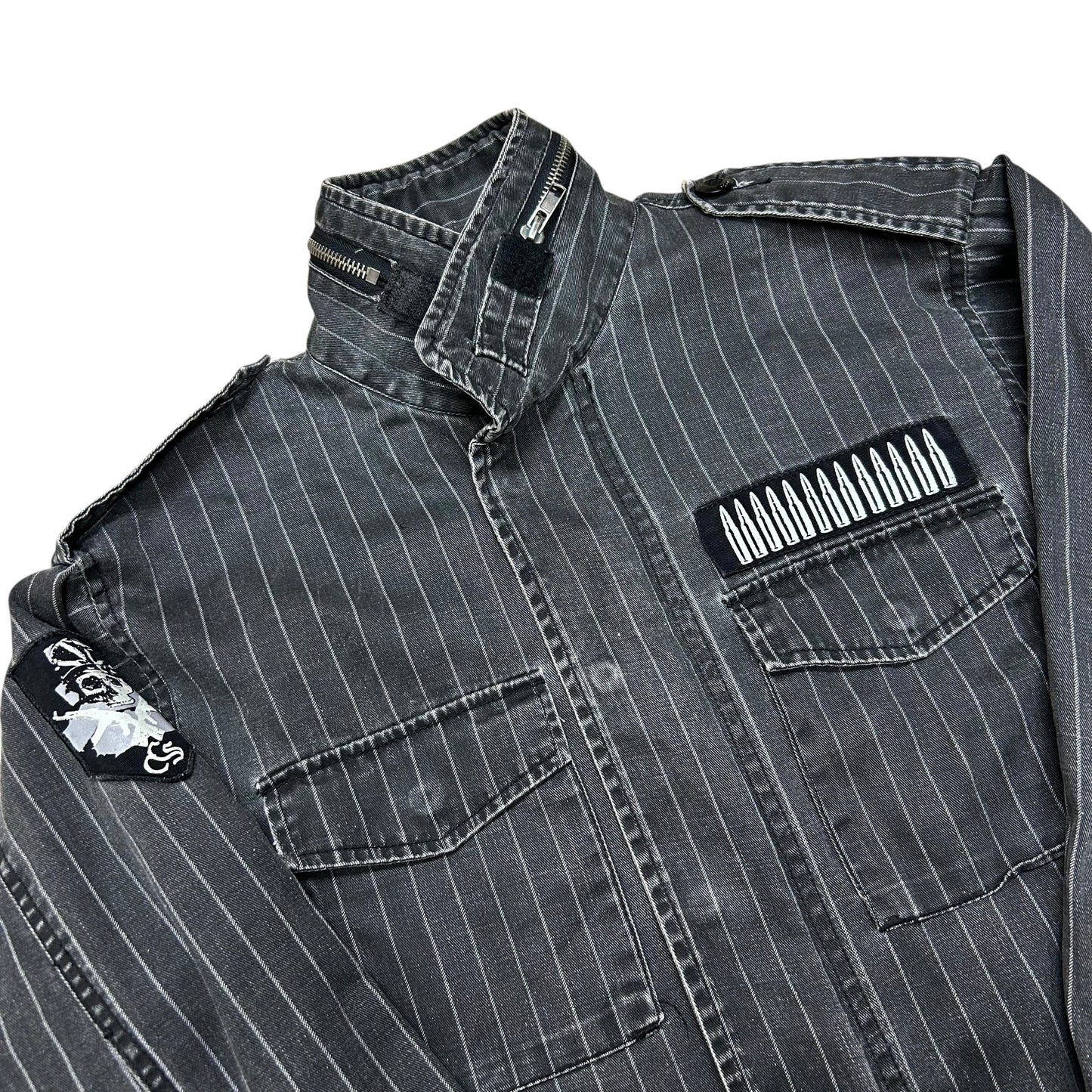 Late 2000s CCS Grey Pinstripe Y2K Style Full-Zip Jacket - Size Small (Fits S/M)
