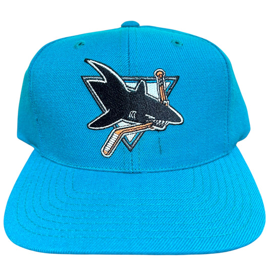 Vintage 1990s American Needle San Jose Sharks Teal Snapback Hat - One Size