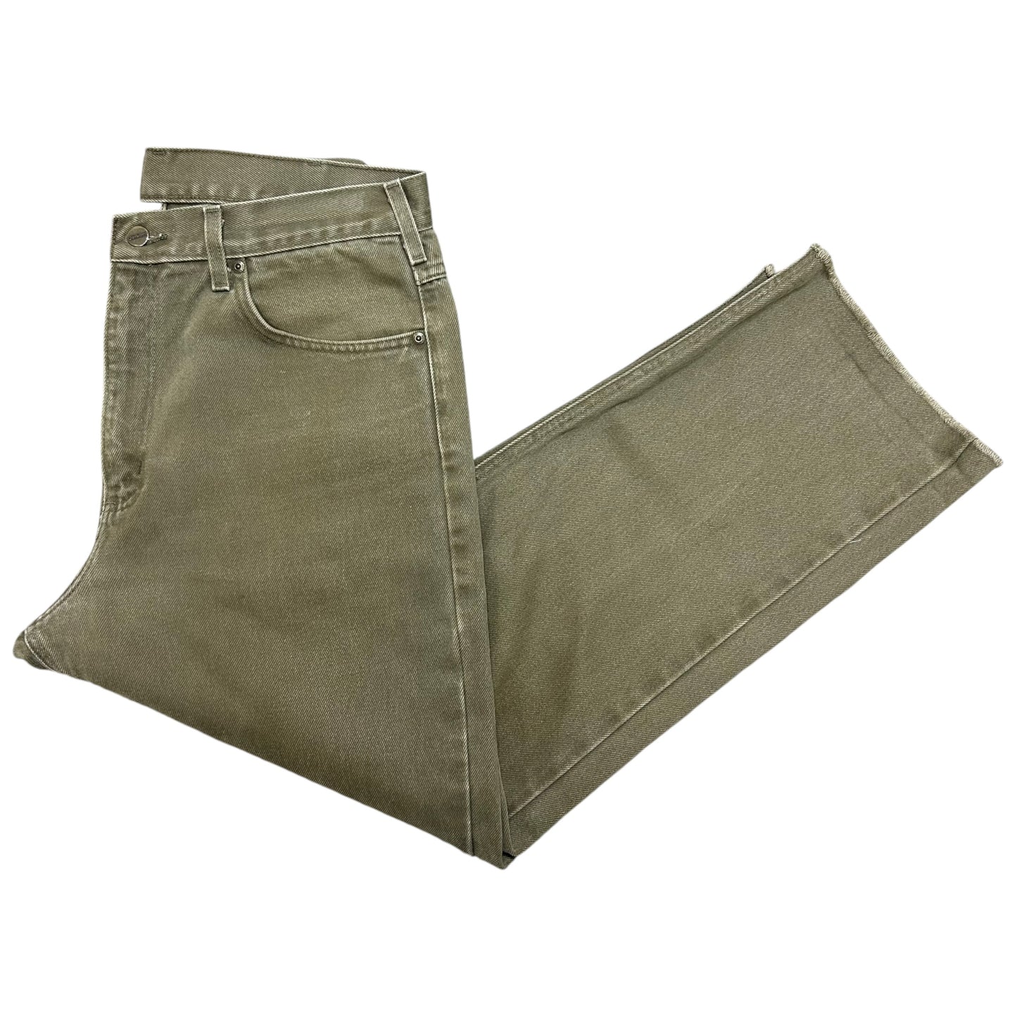 Late 2000s Carhartt Olive Green Cropped Relaxed Fit Jeans - Size 34” x 27”