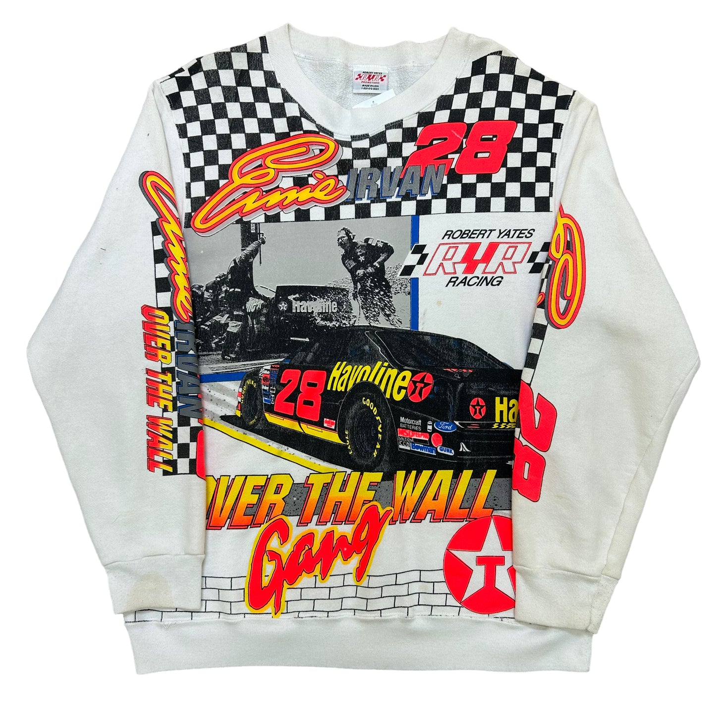 Vintage 1990s Ernie Irvan “Over The Wall Gang” All Over Print Crewneck Sweatshirt - Size Medium (Fits Large)