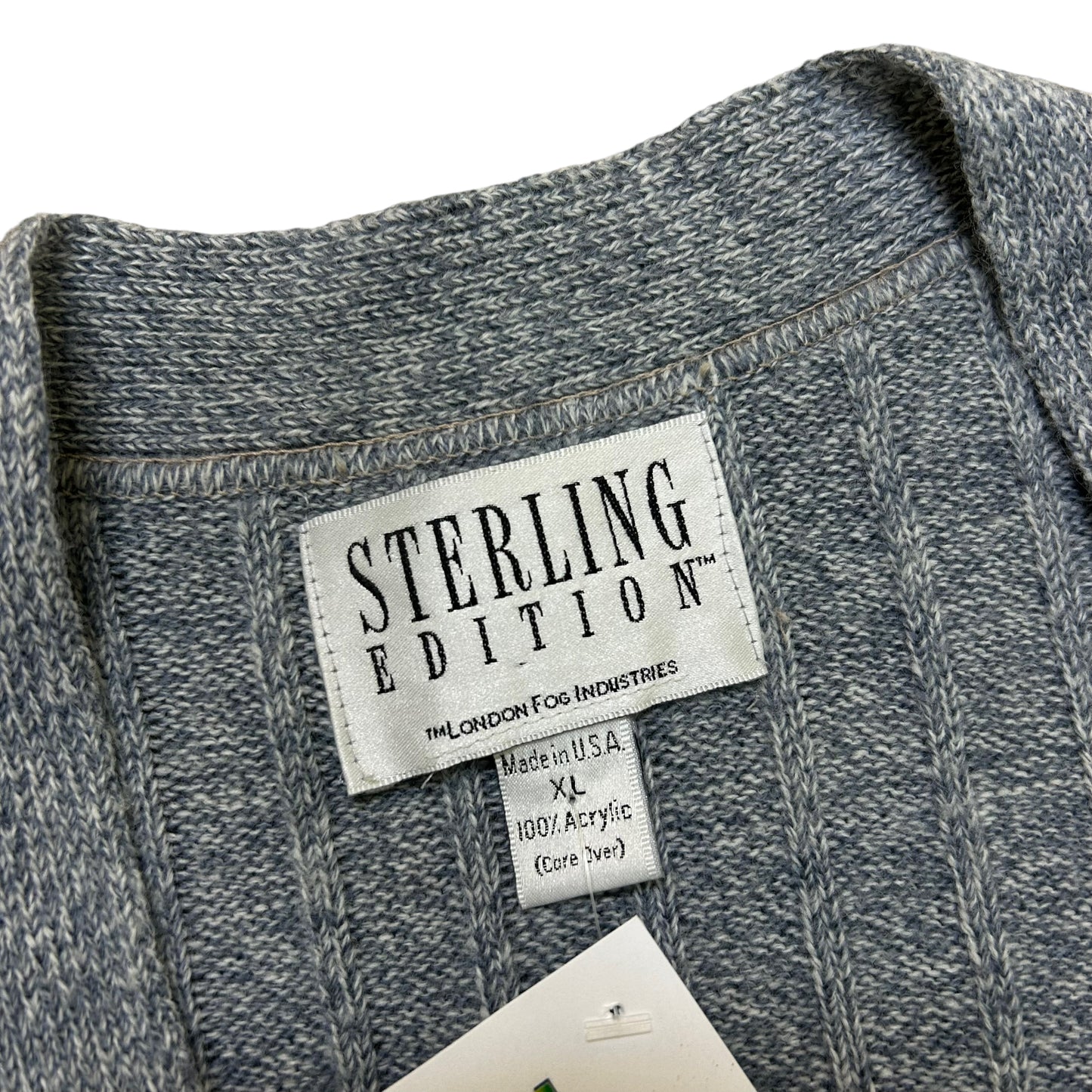 Vintage 1990s Sterling Edition By London Fog Grey Knit Cardigan - Size XL (Fits Large)
