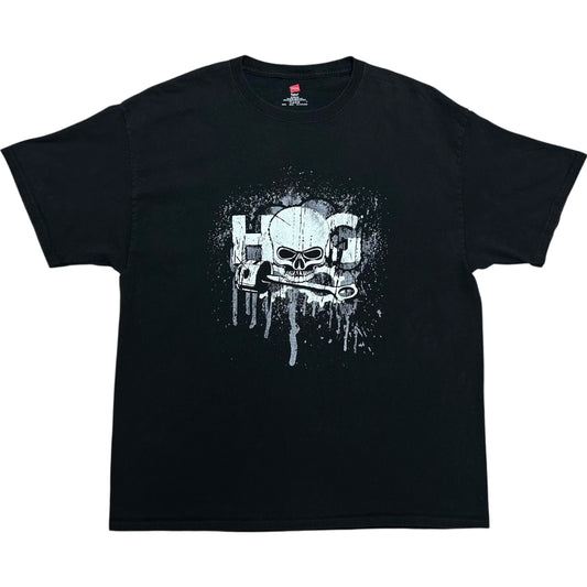 Early 2010s Plattsburgh, NY Harley Owners Group Black Skull Graphic T-Shirt - Size XL