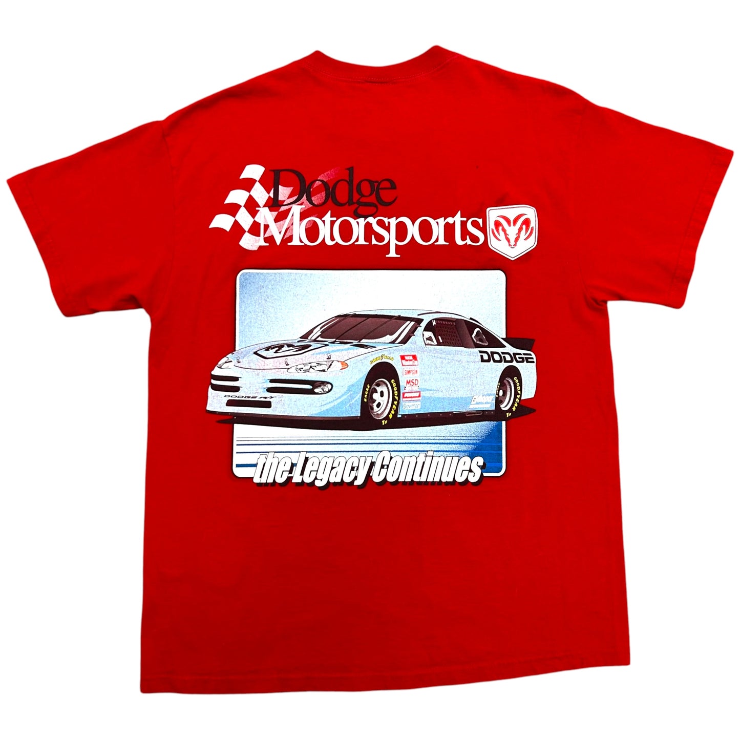 Early 2000s Dodge Motorsports Red Racing Graphic T-Shirt - Size Large
