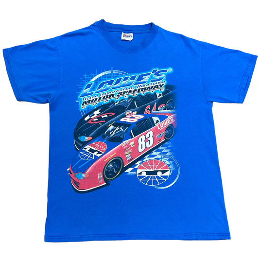 Early 2000s Lowe’s Motor Speedway Charlotte, NC Blue Racing Graphic T-Shirt - Size Large