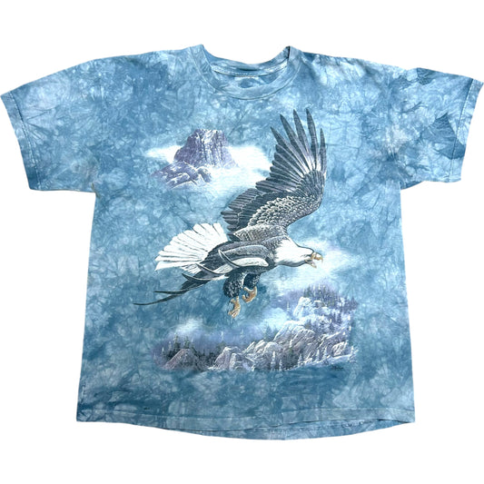 Vintage 1990s The Mountain Blue Tie-Dye Eagle Graphic T-Shirt - Size XL (Boxy Fit)