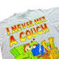 Vintage 1990s Sun Sportswear “I Never Met A Couch I Didn’t Like” Grey Graphic T-Shirt - Size Large