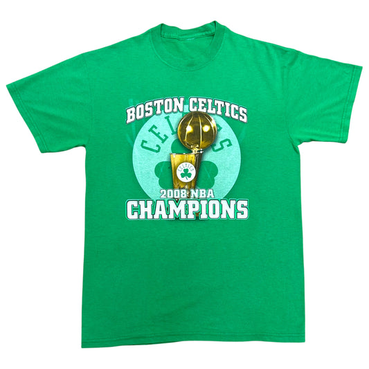 Late 2000s Boston Celtics NBA Champions Green Graphic T-Shirt - Size Medium