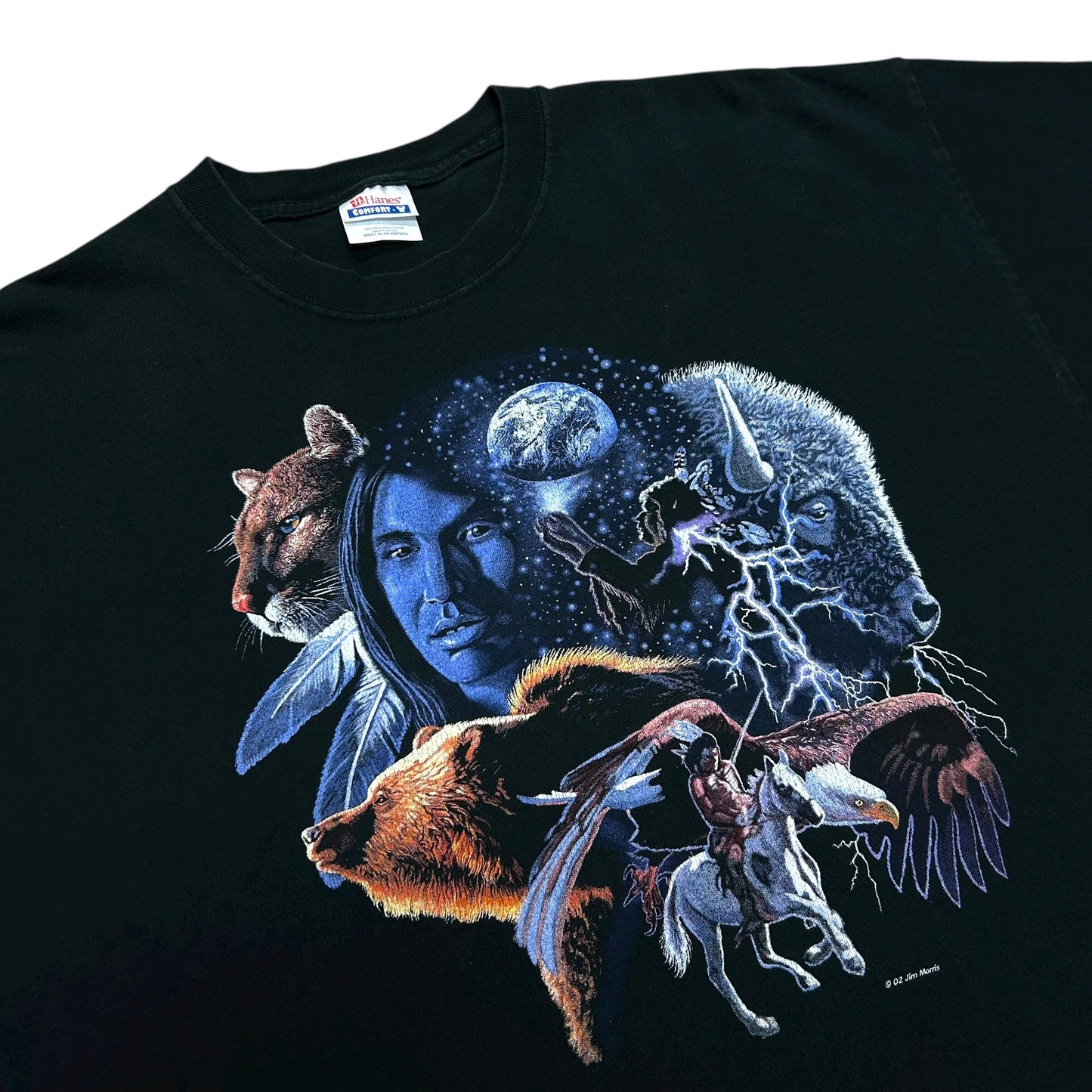 Early 2000s Native American Black Graphic T-Shirt - Size XL