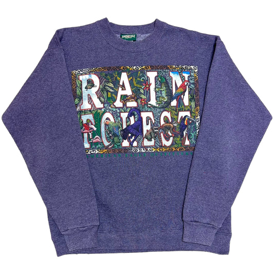 Vintage 1990s American Eagle Outfitters Purple Rain Forest Nature Graphic Crewneck Sweatshirt - Size Large