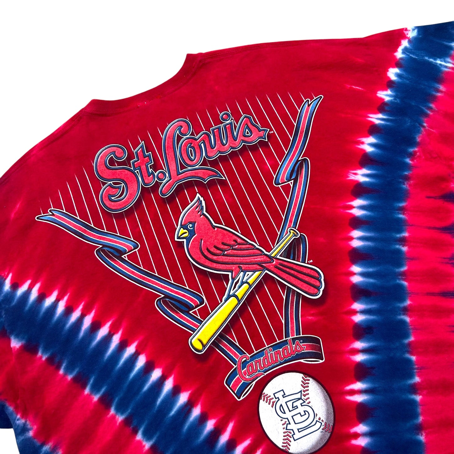 Late 2000s Majestic St. Louis Cardinals Navy Blue/Red Graphic T-Shirt - Size XXL