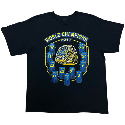 Late 2010s Golden State Warriors NBA Champions Black Graphic T-Shirt - Size XL (Fits L/XL)