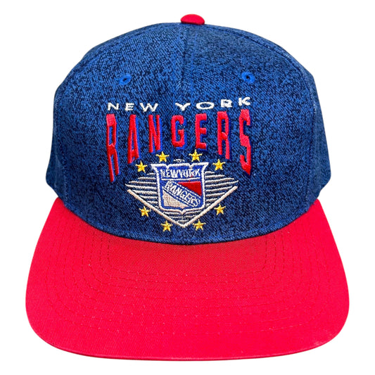 Vintage 1990s Starter New York Rangers Blue/Red Snapback Hat - One Size