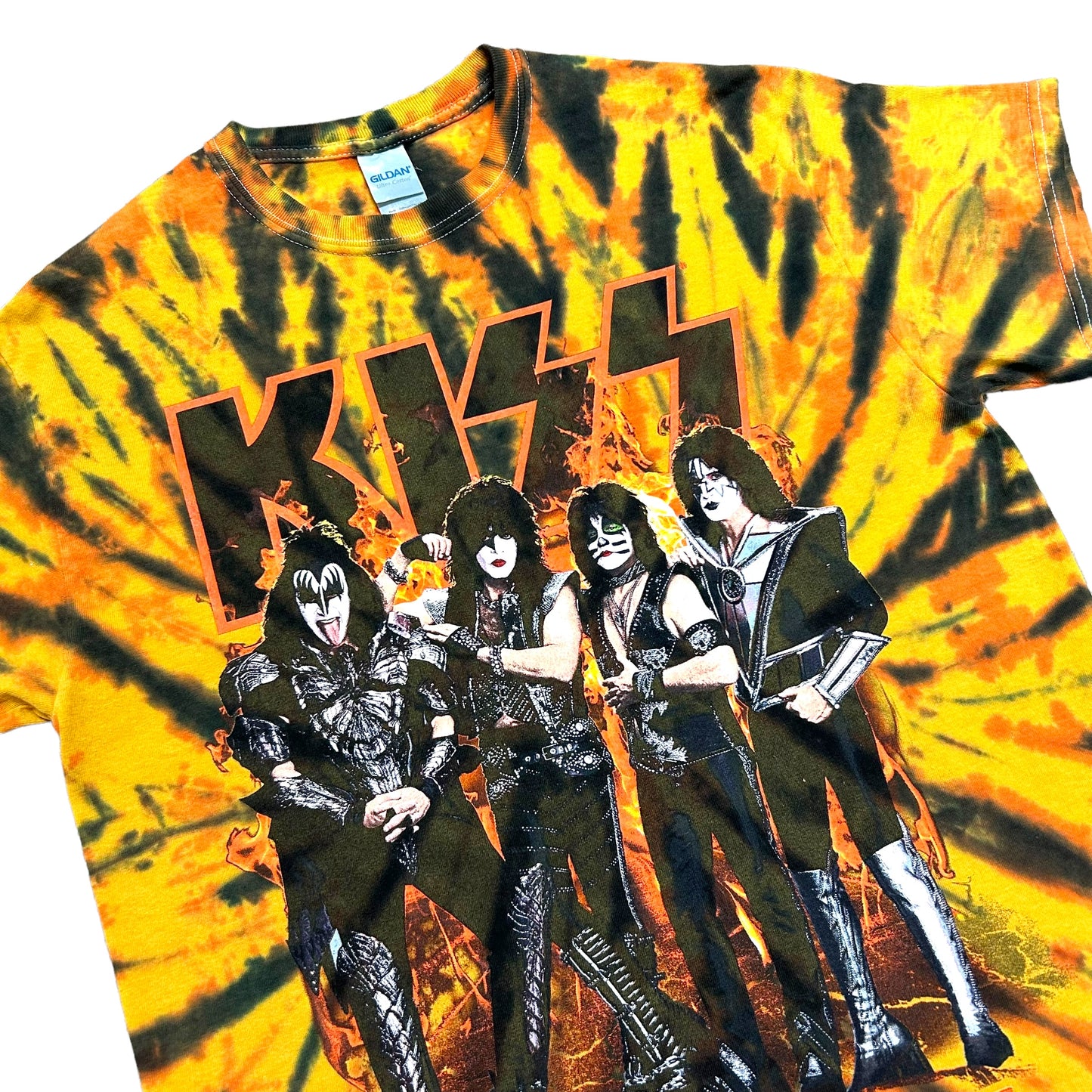 Modern KISS “End Of The Road Tour” Yellow/Orange Tie-Dye Graphic T-Shirt - Size Medium