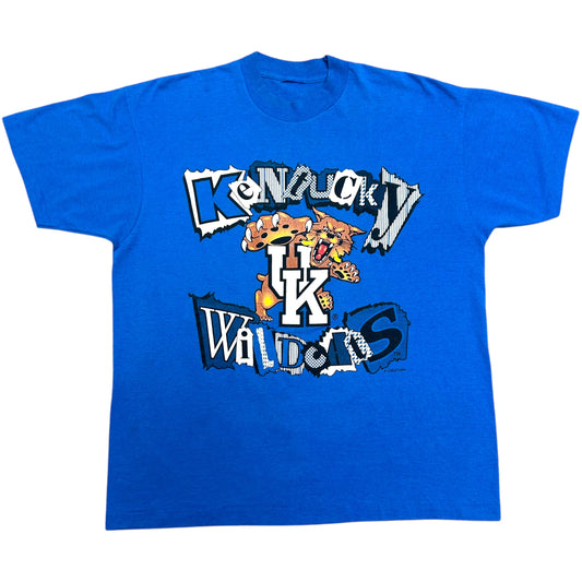 Vintage 1990s Kentucky Wildcats Blue Graphic T-Shirt - Size XL (Boxy Fit)