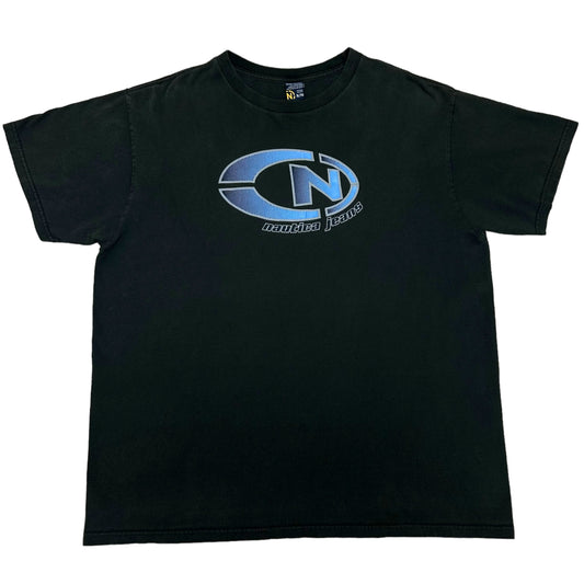 Vintage Y2K Nautica Jeans Black Graphic T-Shirt - Size XL