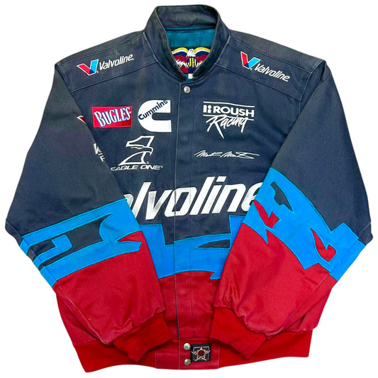 Vintage 1990s Jeff Hamilton Mark Martin Valvoline Blue/Red Splash Style NASCAR Racing Jacket - Size Medium