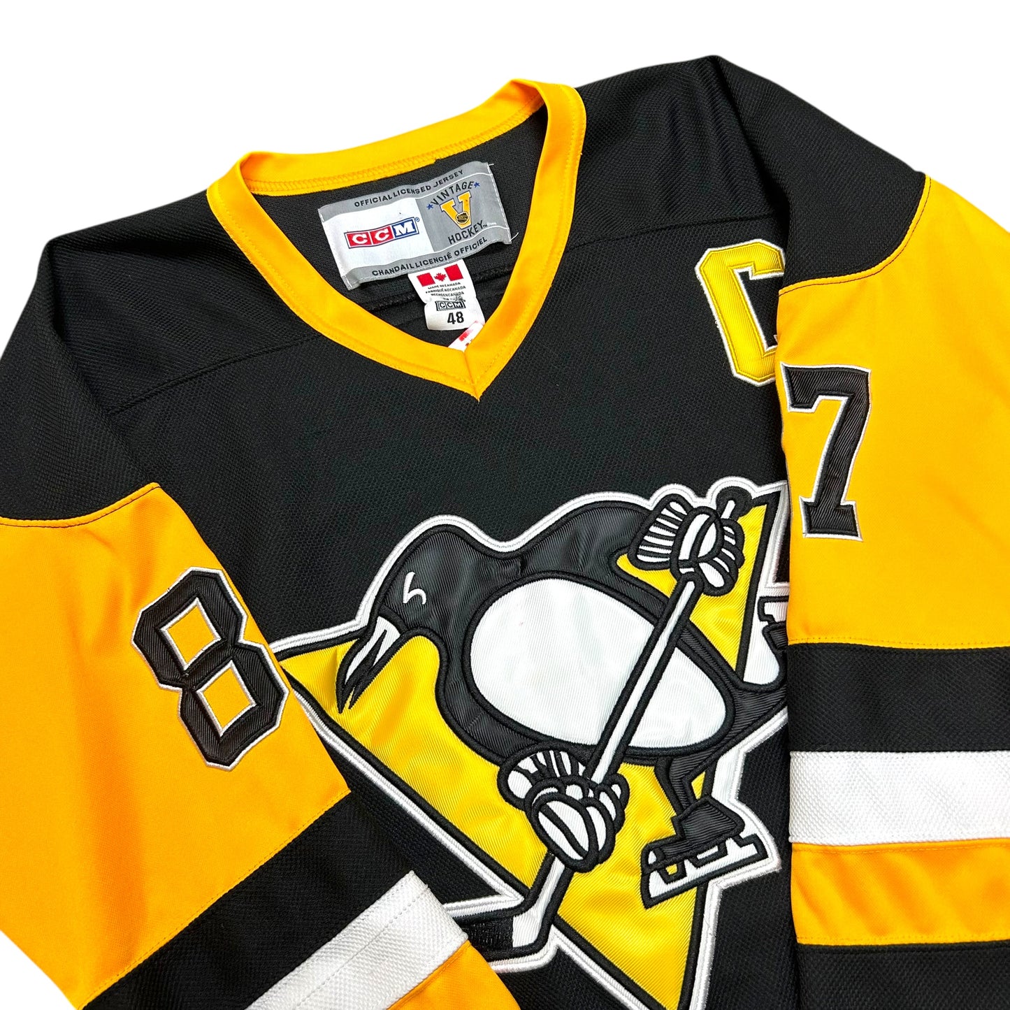 Modern Pittsburgh Penguins Sidney Crosby #87 Black/Gold Hockey Jersey - Size Large