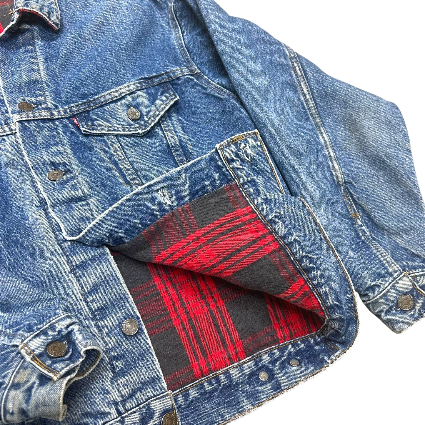 Vintage 1990s Levi Strauss & Co Flannel-Lined Denim Jacket - Size Small