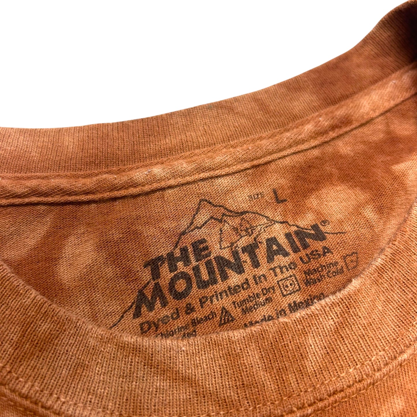 Early 2010s The Mountain “American By Birth, Biker By Choice” Burnt Orange Tie-Dye Shirt - Size Large (Fits XL)