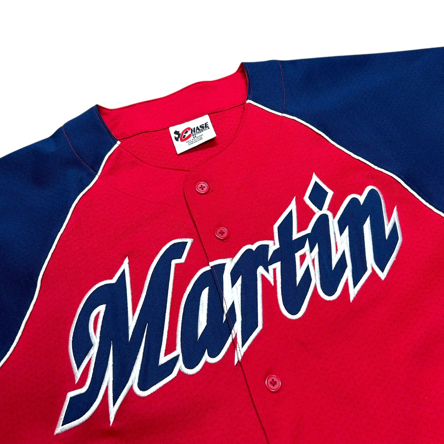 Early 2000s Chase Authentics Mark Martin Red/Blue Baseball Style Jersey - Size Medium