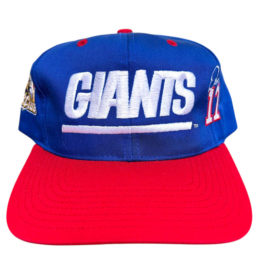 Vintage 1990s New York Giants “QB Club/Dave Brown” Blue/Red Snapback Hat - One Size