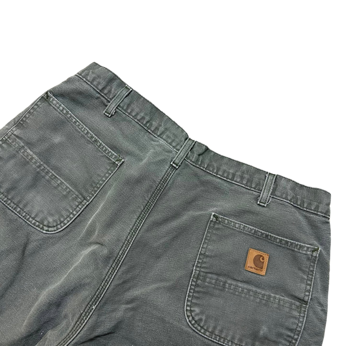 Modern Carhartt Loose Fit Green Flannel Lined Carpenter Pants - Size 38” x 32”