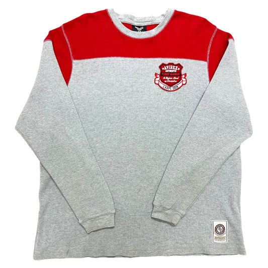 Early 2000s Avirex Grey/Red Long Sleeve Thermal Shirt - Size Large (Oversized Fit)