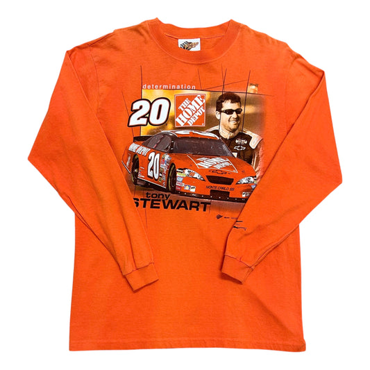 Mid-2000s Tony Stewart Orange Long Sleeve NASCAR Racing Graphic T-Shirt - Size Medium